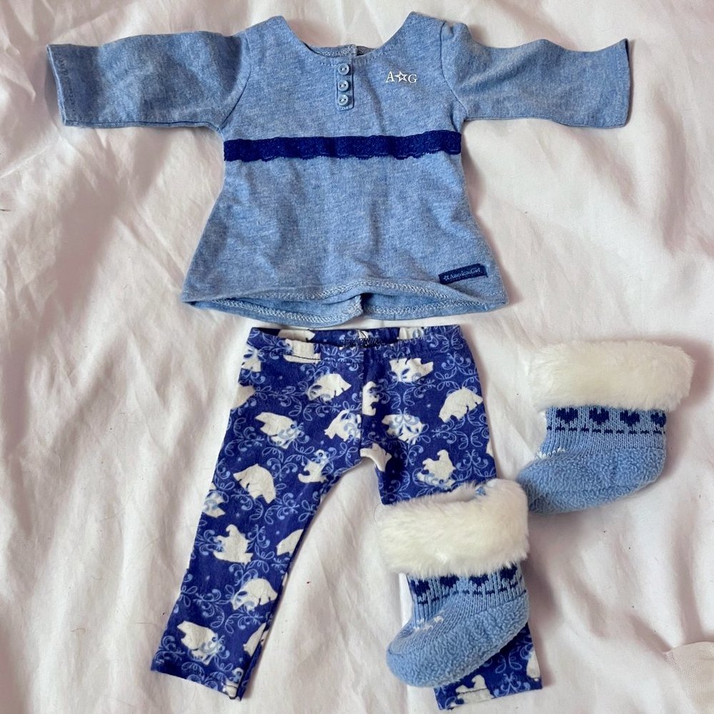 EUC American Girl Polar Bear Pajamas